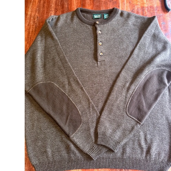Scandia Woods Other - Scandia Woods Mens XL Brown Marled Henley Sweater Elbow Patches MSW-944